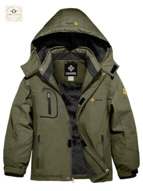 Boys Waterproof Fleece Lined Ski Snow Jacket Windproof Winter Coat Hooded